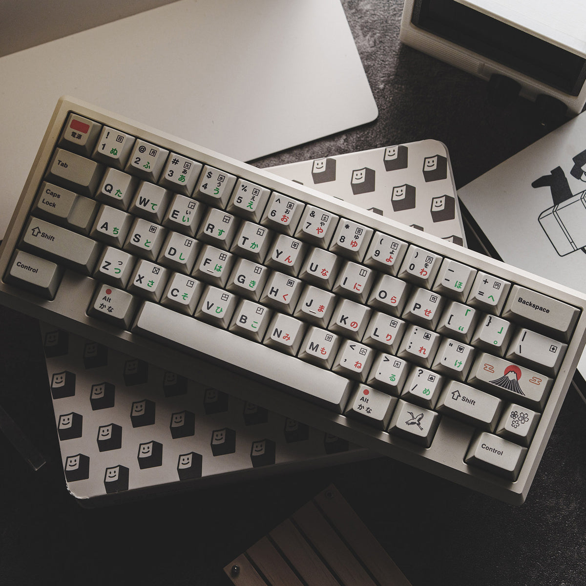 Original Retro Beige Keycaps FS4000 Japanese Character PBT Sublimation 1.7mm Custom Japanese-Style