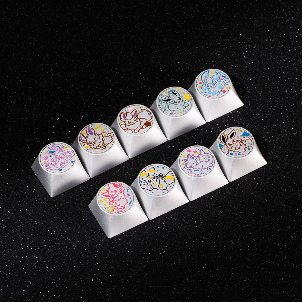 [The Eevee Family]-Basic Style | Round Handcrafted Keycaps Made of Anodized Aluminum Alloy